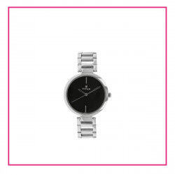 Black Dial Silver Stainless Steel Strap Watch